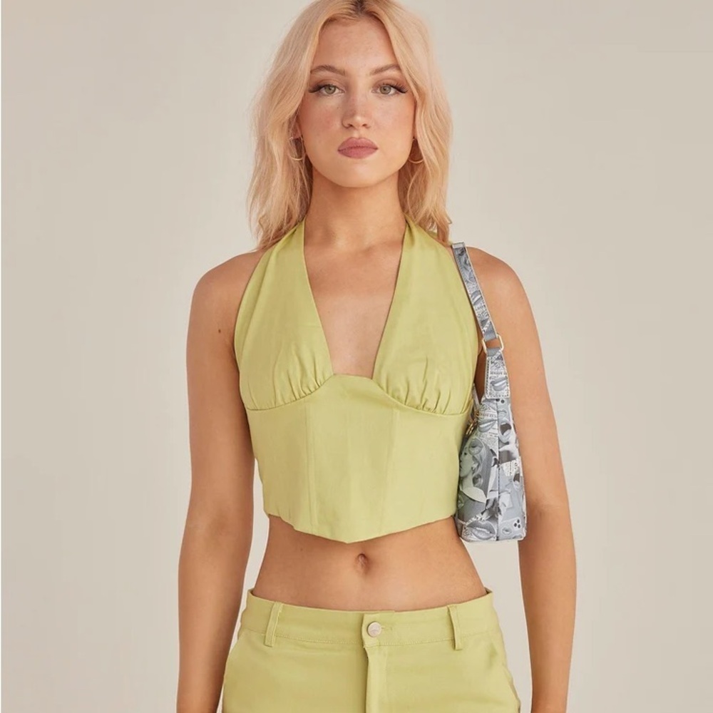 Riley Hubatka x Peppermayo Destination Bustier Drill Top in Sage size 4